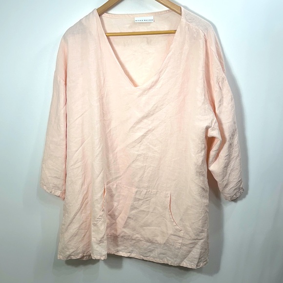 Bryn Walker light pink V-neck Lagen look 100% linen top size XL - Picture 1 of 12